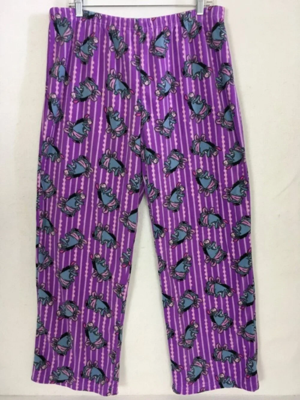 Disney Pajama Bottoms Size XL 2 Shades of Purple Stripe with Blue Eeyore - Picture 1 of 14